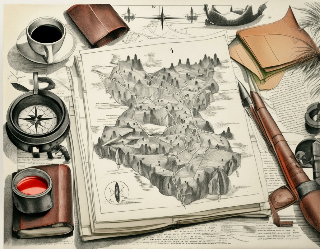 Image d'un bureau de voyageur présentant un itinéraire détaillé pour Madère, avec des r ()
